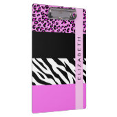 Leopard Print, Zebra Print, Rosa, Ihr Name Klemmbrett (Rechts)
