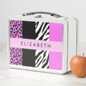 Leopard Print, Zebra Print, Rosa, Ihr Name Metall Brotdose (Beispiel)