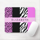 Leopard Print, Zebra Print, Rosa, Ihr Name Mousepad (Mit Mouse)