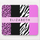 Leopard Print, Zebra Print, Rosa, Ihr Name Mousepad (Vorne)