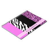 Leopard Print, Zebra Print, Rosa, Ihr Name Notizblock (Linke Seite)