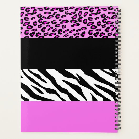 Leopard Print, Zebra Print, Rosa, Ihr Name Planer (Rückseite)