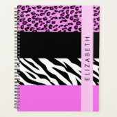 Leopard Print, Zebra Print, Rosa, Ihr Name Planer (Vorderseite)