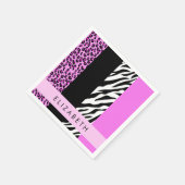 Leopard Print, Zebra Print, Rosa, Ihr Name Serviette (Ecke)