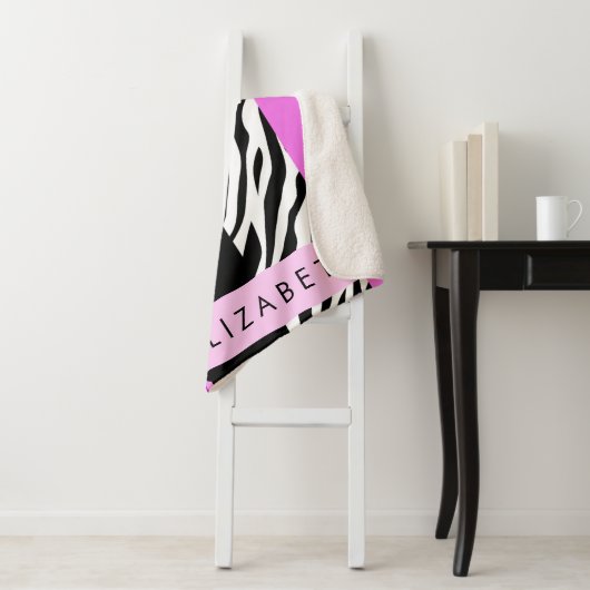 Leopard Print, Zebra Print, Rosa, Ihr Name Sherpadecke (Beispiel)