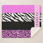 Leopard Print, Zebra Print, Rosa, Ihr Name Sherpadecke (Vorderseite (Horizontal))