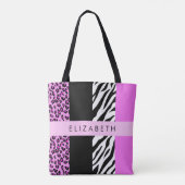 Leopard Print, Zebra Print, Rosa, Ihr Name Tasche (Rückseite)