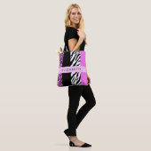 Leopard Print, Zebra Print, Rosa, Ihr Name Tasche (Am Model)