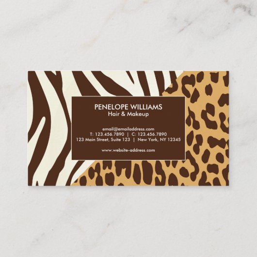 Leopard Print Zebra Print Visitenkarte (Rückseite)