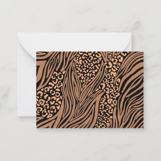 Leopard Print Zebra Stripe Muster Mitteilungskarte (Rückseite)