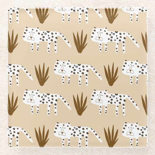 Leopard Print: Zeitloses Muster. Glasuntersetzer (Vorderseite)