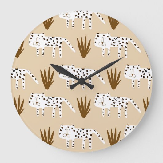 Leopard Print: Zeitloses Muster. Große Wanduhr (Vorderseite)