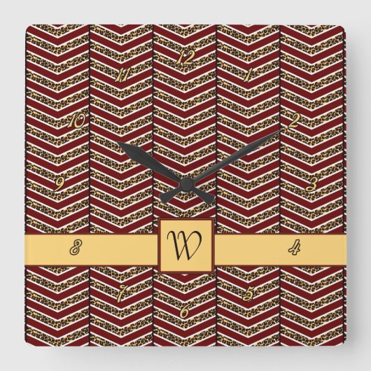 Leopard Print Zickzack Clock Quadratische Wanduhr (Vorderseite)