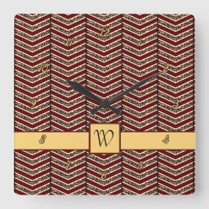 Leopard Print Zickzack Clock Quadratische Wanduhr