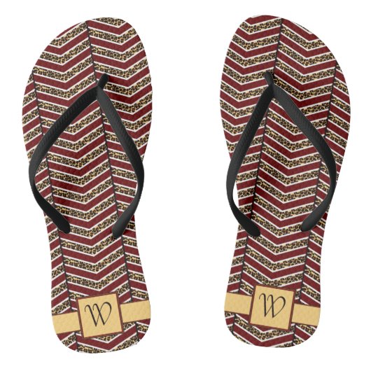 Leopard Print Zickzack Flip Flops Badesandalen (Fußbett)