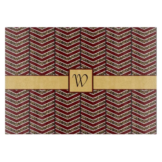 Leopard Print Zickzack Glass Cutting Board Schneidebrett (Vorderseite)