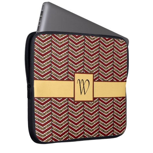 Leopard Print Zickzack Laptop Sleeve (Vorne Rechts)