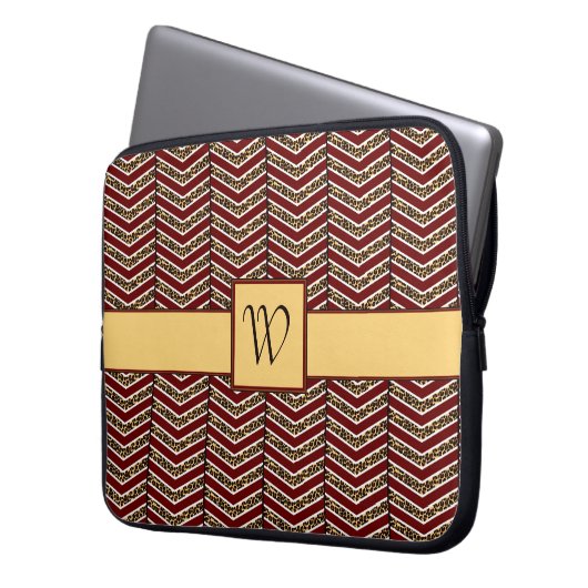 Leopard Print Zickzack Laptop Sleeve (Vorderseite Links)