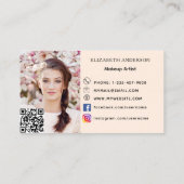 Leopard Printbogen Peach qr Code Social Media Foto Visitenkarte (Rückseite)