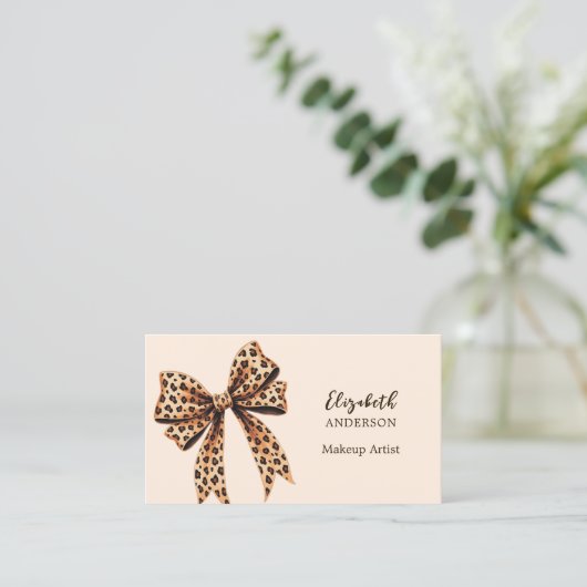 Leopard Printbogen Peach qr Code Social Media Foto Visitenkarte (Stehend Vorderseite)