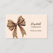 Leopard Printbogen Peach qr Code Social Media Foto Visitenkarte (Vorderseite)