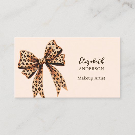 Leopard Printbogen Peach qr Code Social Media Foto Visitenkarte (Vorderseite)