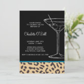 Leopard-Printmartini Geburtstag Einladung (Stehend Vorderseite)