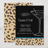 Leopard-Printmartini Geburtstag Einladung (Vorne/Hinten)