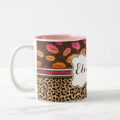 Leopard Printmedien Küsse Personalisiert Zweifarbige Tasse (Links)