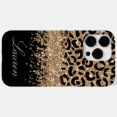 Leopard-Printwerbung für Schwarz und Gold Glitzer Case-Mate iPhone Hülle (Rückseite (Horizontal))