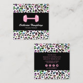 Leopard Printwerbung für weibliche Personal Traine Quadratische Visitenkarte (Vorne/Hinten)