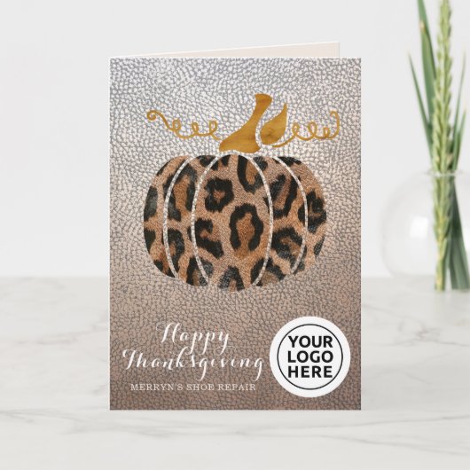 Leopard Pumpkin Card Erntedank Company Logo Karte (Vorderseite)