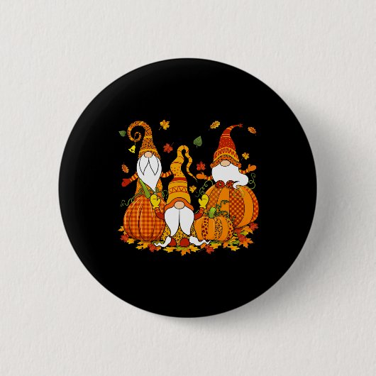 Leopard Pumpkin drucken Karierte Gnome Herbst als Button (Vorderseite)