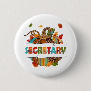Leopard Pumpkin Fall Erntedank Secretary School Button