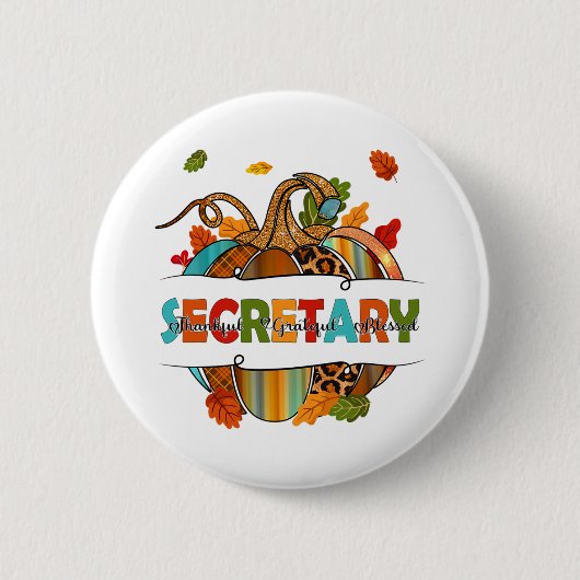 Leopard Pumpkin Fall Erntedank Secretary School Button (Vorderseite)