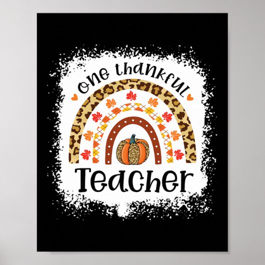 Leopard Pumpkin Fall Regenbogen Ein dankbarer Lehr Poster (Vorne)