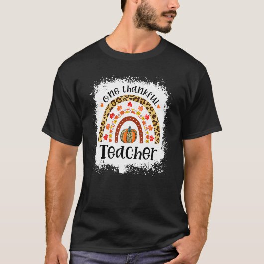 Leopard Pumpkin Fall Regenbogen Ein dankbarer Lehr T-Shirt (Vorderseite)