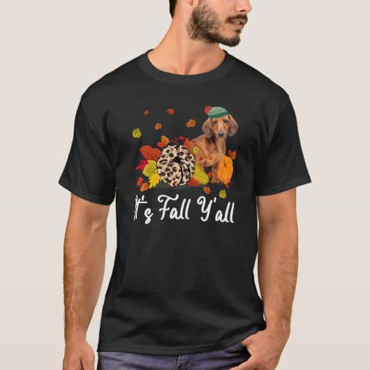 Leopard Pumpkin Falling It's Fall Y'all Yellow Dac T-Shirt (Vorderseite)