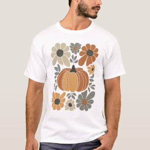 Leopard Pumpkin Floral Retro Fall Retro Herb Vib T-Shirt