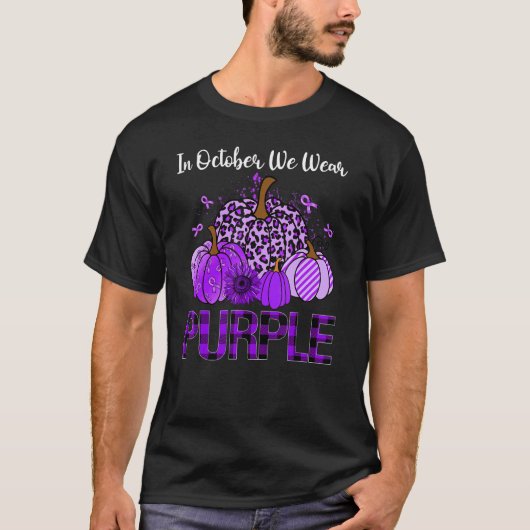 Leopard Pumpkin In October We Wear Purple Domestic T-Shirt (Vorderseite)