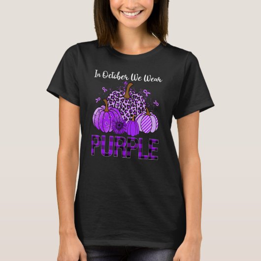 Leopard Pumpkin In October We Wear Purple Domestic T-Shirt (Vorderseite)