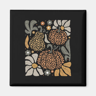 Leopard Pumpkin mit Blume Boho Floral Thanksgiv Magnet