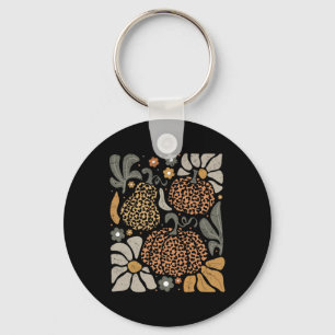 Leopard Pumpkin mit Blume Boho Floral Thanksgiv Schlüsselanhänger