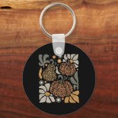Leopard Pumpkin mit Blume Boho Floral Thanksgiv Schlüsselanhänger (Vorderseite)