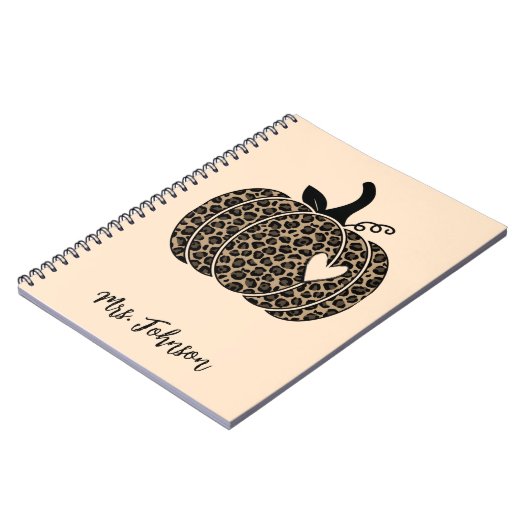 Leopard Pumpkin Personalisiert Teacher Notebook Notizblock (Linke Seite)