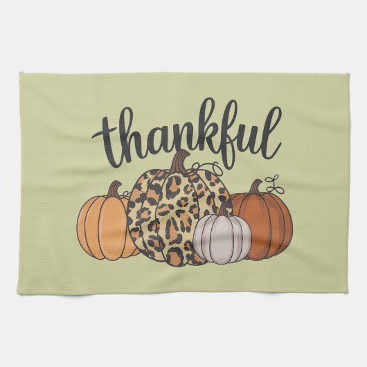Leopard Pumpkin Season Erntedank Halloween Fall Geschirrtuch (Horizontal)