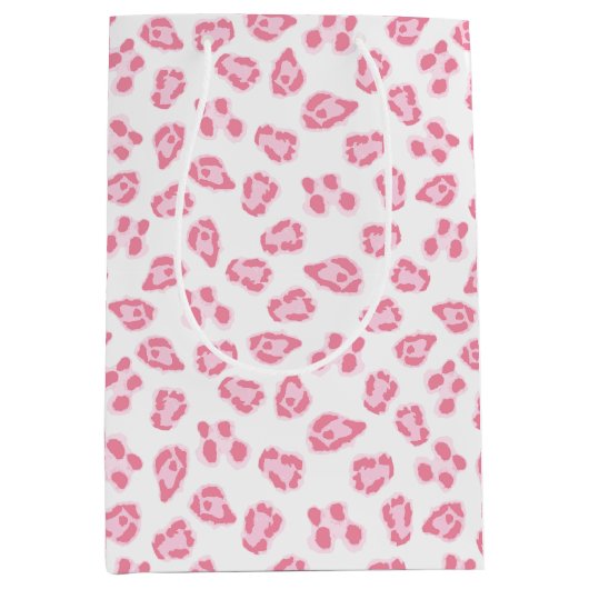 Leopard-Punkt in Rosa Mittlere Geschenktüte (Vorderseite)