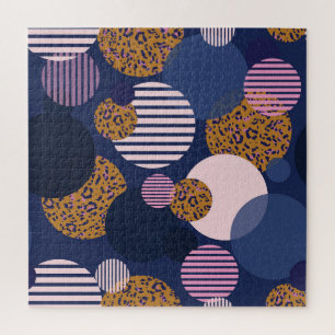 Leopard-Punkte: Dunkle blaue Eleganz. Puzzle