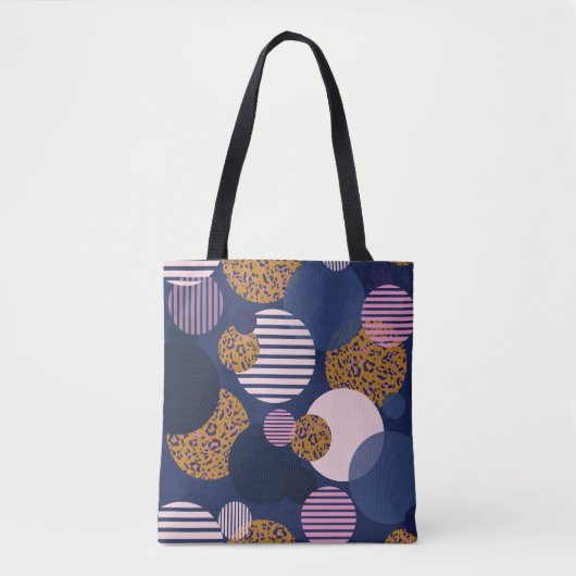 Leopard-Punkte: Dunkle blaue Eleganz. Tasche (Vorderseite)