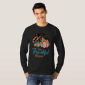 Leopard Punpkin One Thankful Mama Thanksgiving Day T-Shirt (Vorne ganz)